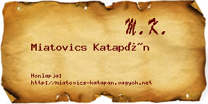 Miatovics Katapán névjegykártya